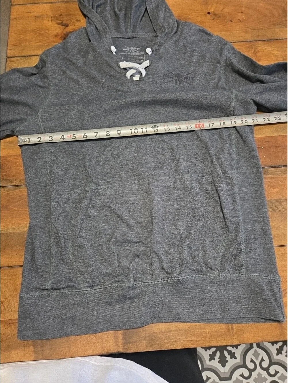 Warfit Spartan Lace Up Hoodie Mens Large Gray Strength Passion Gym Gymwear